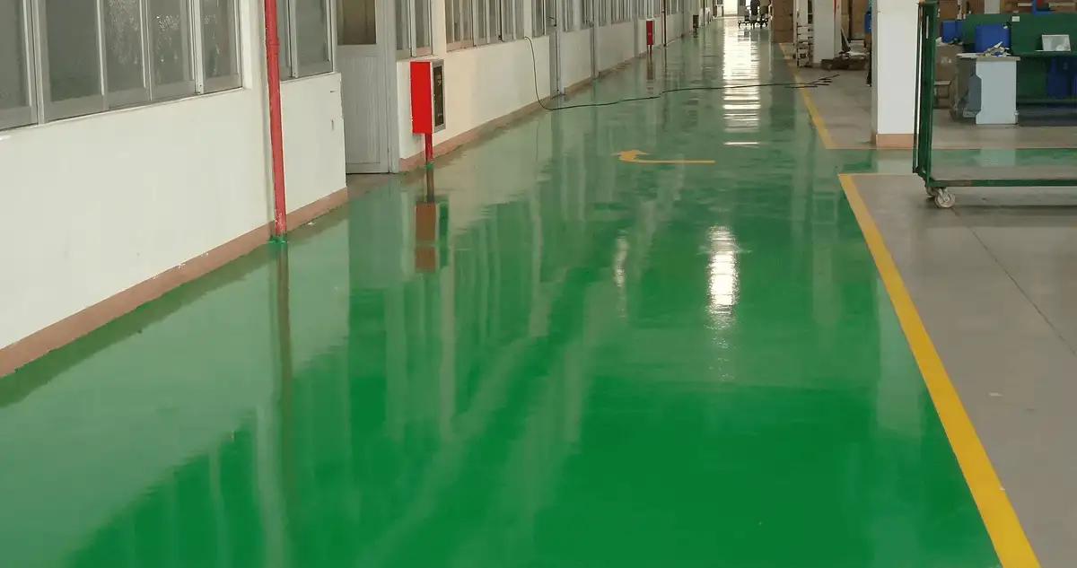 A factory floor professionally covered and marked with epoxy flooring in West Palm Beach, FL