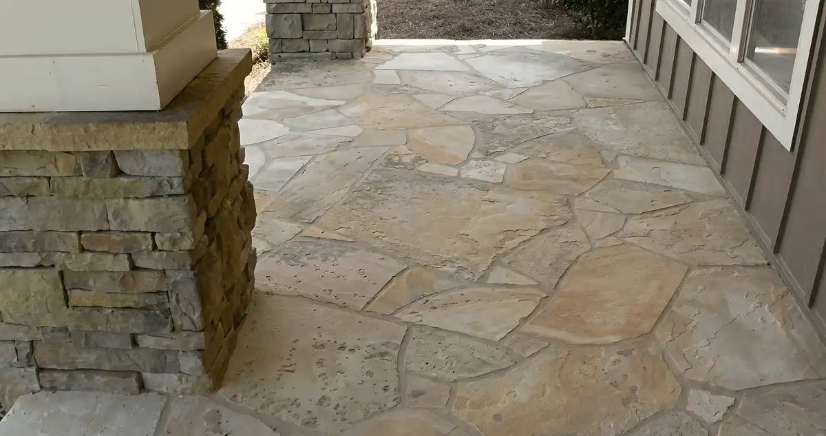 House entrance with professionally installed stone flooring in West Palm Beach FL