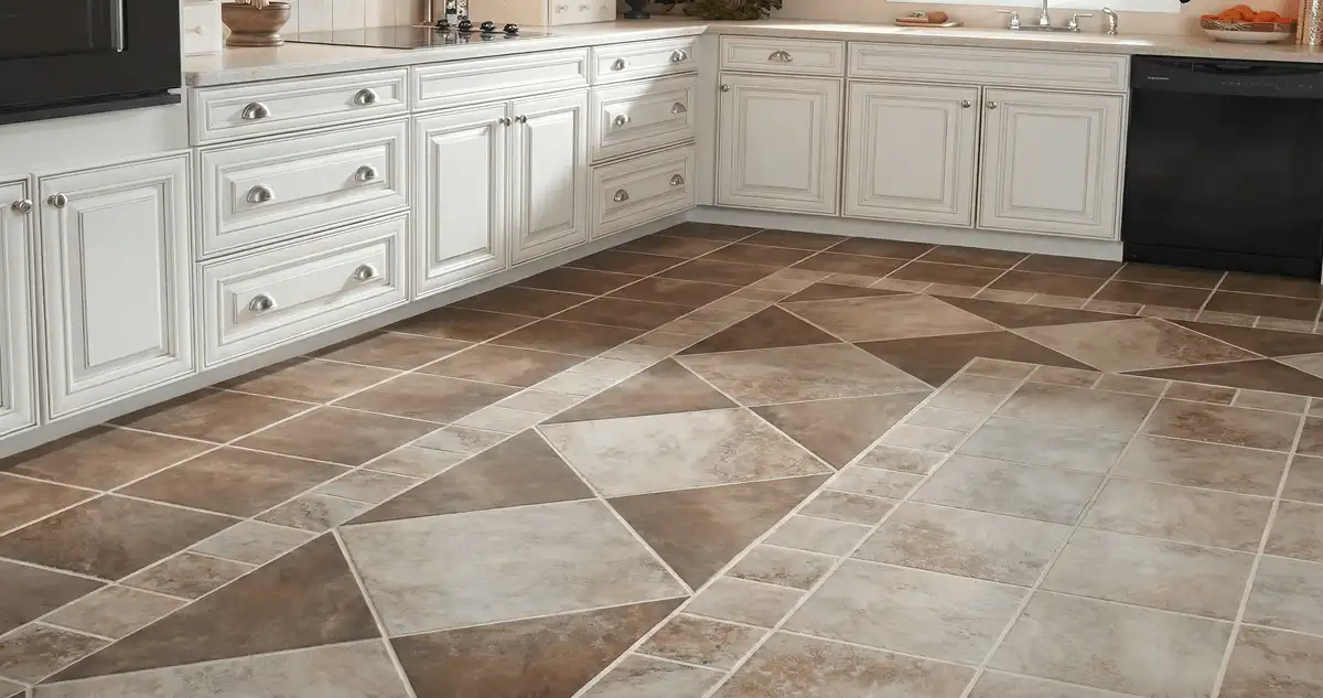 Kitchen with white cabinets and a professionally installed tile floor in West Palm Beach, FL